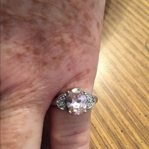 Pink oval crystal ring